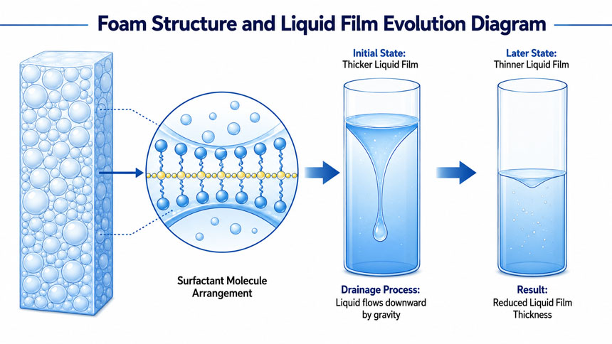 Foam structure and liquid film evolution